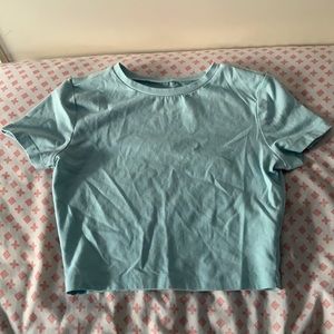 Mint green/cotton candy blue crop top